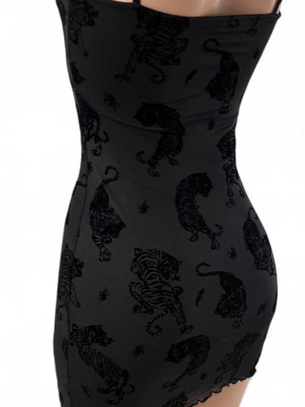 Black Tiger Print Bodycon Mini Dress size M